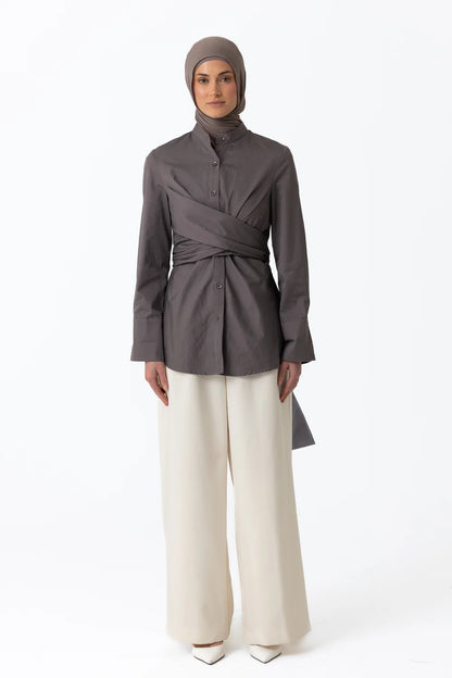 Chemise cache-cœur en coton