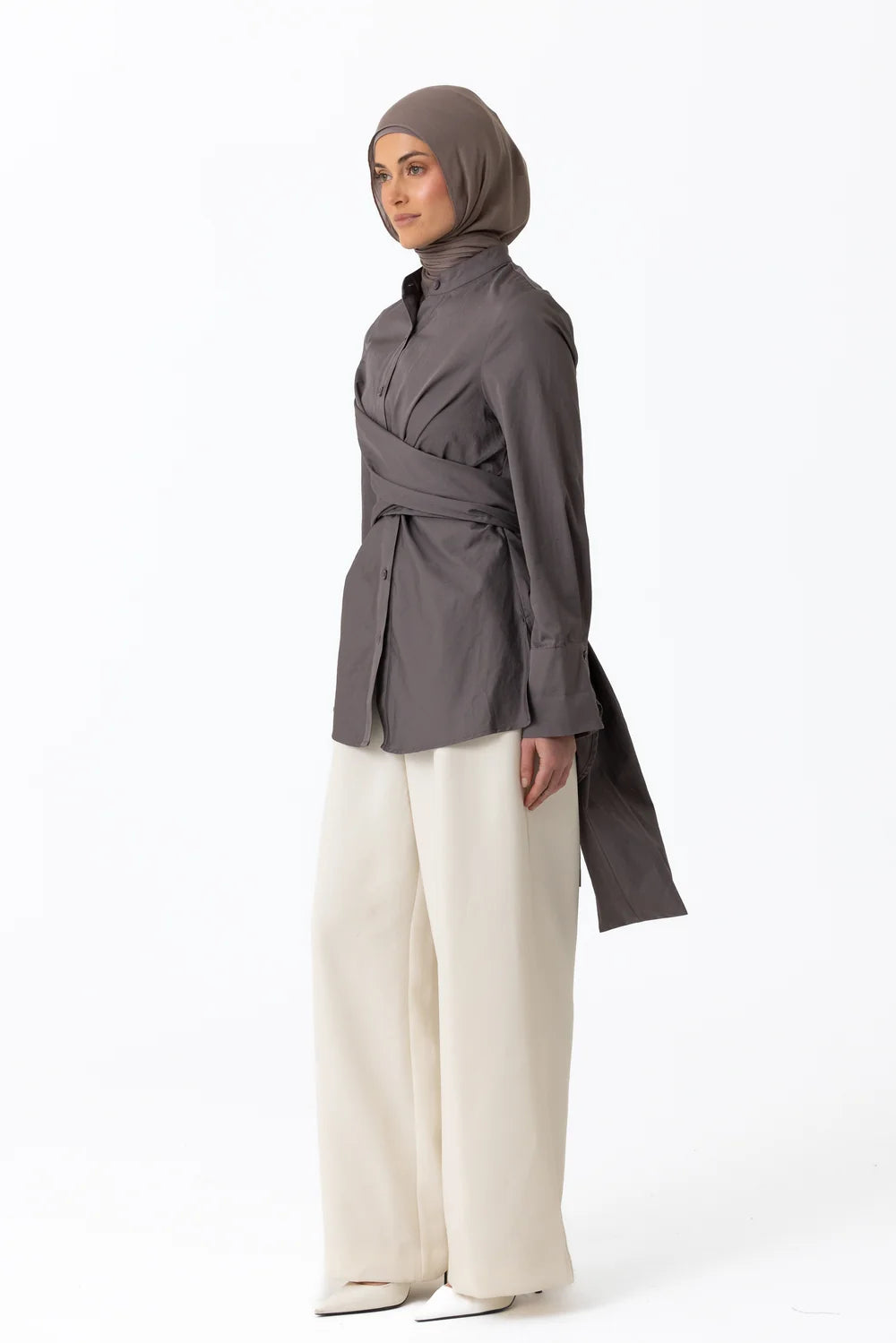 Chemise cache-cœur en coton