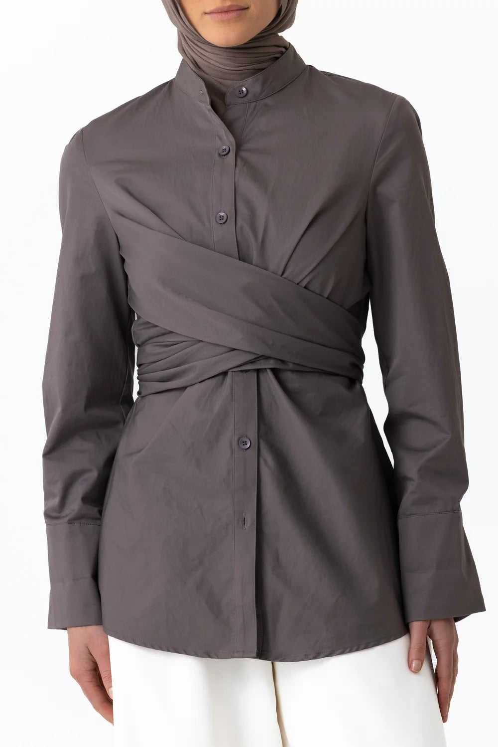 Chemise cache-cœur en coton